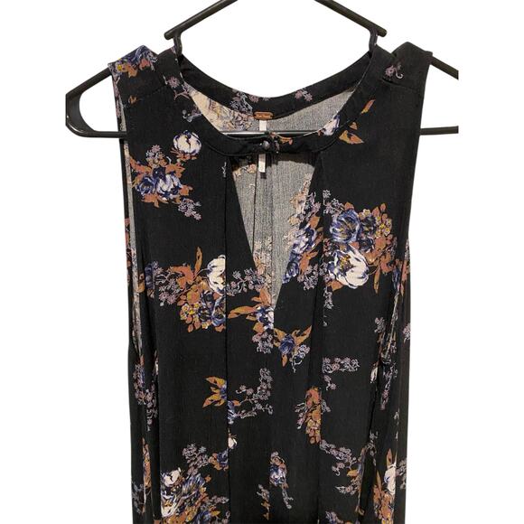 Free People Snap Out Of It Sleeveless Tree Swing Tunic Top Small Black Floral - Picture 7 of 14